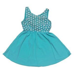 ModCloth teal floral fit and flare dress